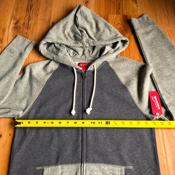 NEW ARIZONA Fleece Hoodie Jacket Full Zip Small Gray Men’s Unisex - Picture 5 of 12